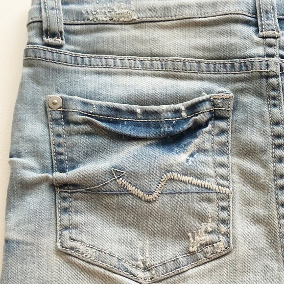 7FAM Denim Jean Skirt Frayed Hem Sz 12 - Picture 8 of 10